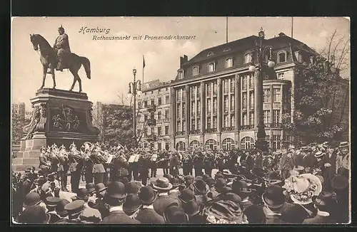 AK Hamburg, Rathausmarkt mit Promenadenkonzert