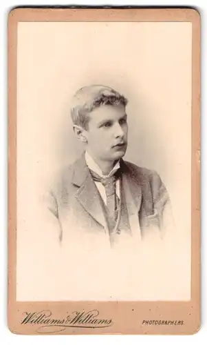 Fotografie Williams & Williams, Swansea, 208 High Street, Portrait blonder junger Mann in Krawatte und Jackett