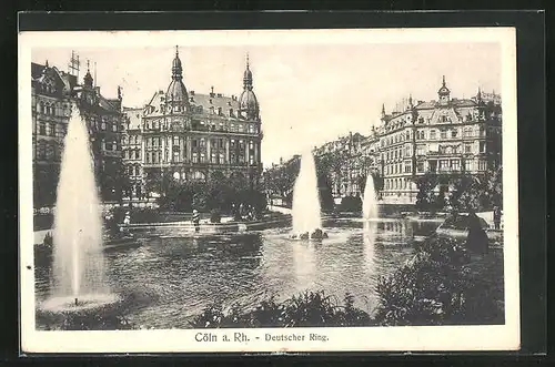 AK Cöln / Rhein, Deutscher Ring mit Wasserspielen