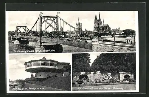AK Köln / Rhein, Hindenburgbrücke, Bastei, Hildebrandbrunnen am Kaiser-Wilhelms-Ring
