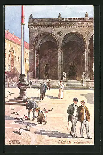 Künstler-AK Richard Wagner: München, Feldherrnhalte