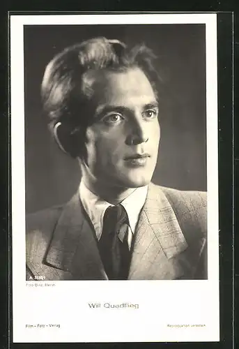 AK Schauspieler Will Quadflieg im Anzug mit Krawatte