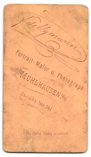 Fotografie F. Tellgmann, Mühlhausen i. Th., Jacob-Strasse 741, Portrait junger Knabe im hellen Anzug mit karierter Fliege