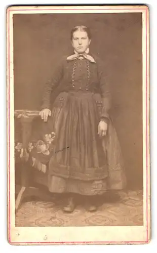 Fotografie Johann Schmid, Beilngries, Portrait Dame im bürgerlichen Kleid mit Halstuch