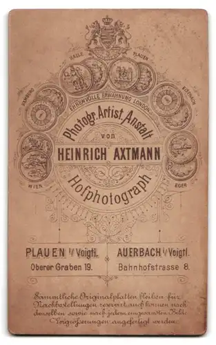 Fotografie H. Axtmann, Plauen i. V., Oberer Graben 19, feiner Herr mit Oberlippenbart
