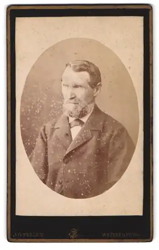 Fotografie J. G. Feller, Weissenburg a. S., Portrait älterer Herr im Anzug mit Vollbart