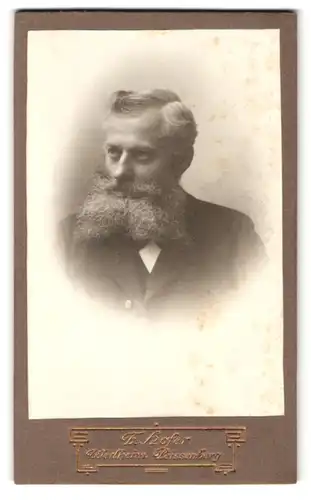 Fotografie F. Hofer, Weilheim, Peissenberg, Portrait Herr im Anzug mit buschigem Vollbart
