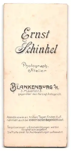 Fotografie Ernst Schinkel, Blankenburg a.H., Mauerstrasse 3, bürgerliche Frau in tailliertem Kleid