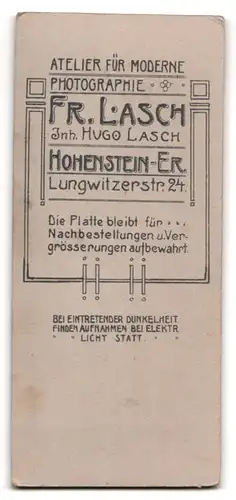 Fotografie Atelier Fr. Lasch, Hohenstein Erzgeb., Lungenwitzerstrasse 24, junge Frau im weissen Kleid