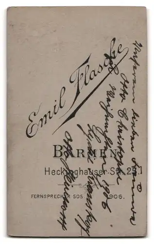 Fotografie Emil Flasche, Barmen, Heckinghauser-Strasse 25, junges Brautpaar