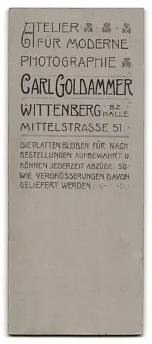 Fotografie Carl Goldammer, Wittenberg, Mittelstrasse 51, junger Mann im Anzug