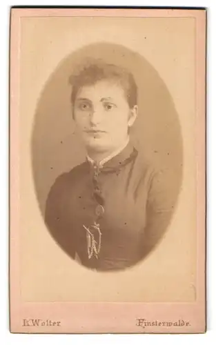 Fotografie L. Wolter, Finsterwalde, Grabenstr. 4, Portrait Dame mit Kragenbrosche & Kette