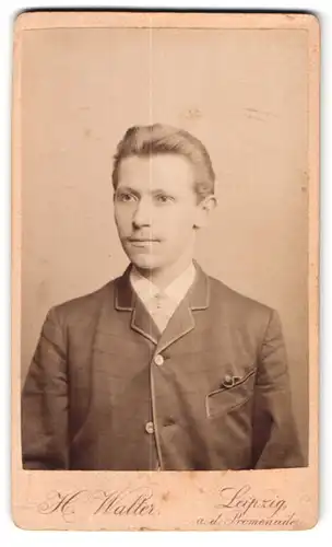 Fotografie H. Walter, Leipzig, an der Promenade, Portrait junger Mann im Anzug