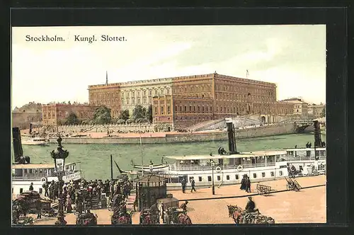 AK Stockholm, Kungl. Slottet, Dampferlandeplatz am Schloss