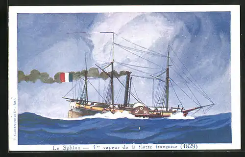 AK Le Sphinx - 1er vapeur de la flotte francaise 1829, Französisches Kriegsschiff