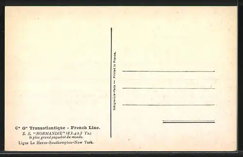 AK Passagierschiff S. S. Normandie auf hoher See