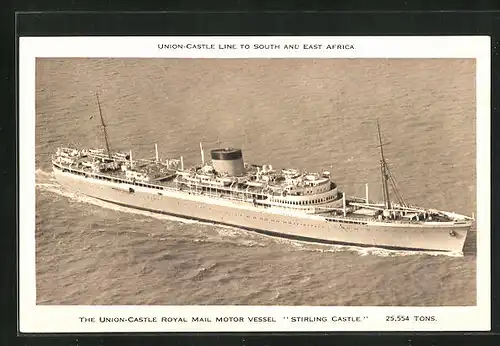 AK Passagierschiff M. V. Stirling Castle auf hoher See