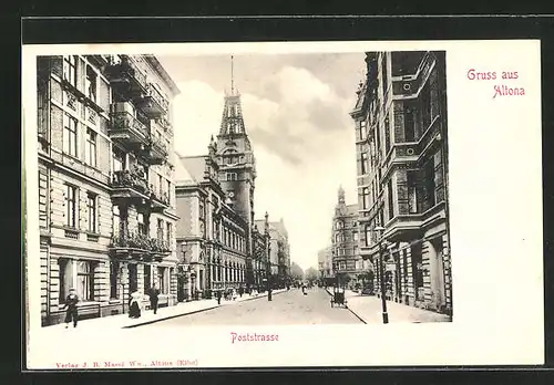 AK Hamburg-Altona, Blick in die Poststrasse