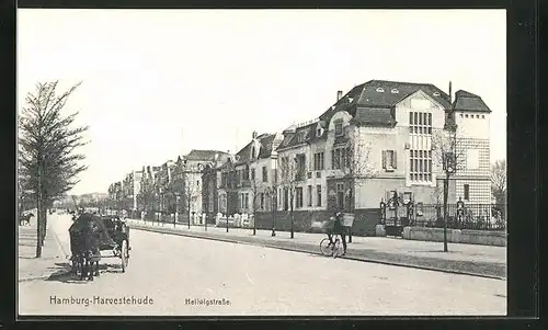 AK Hamburg-Harvestehude, Heilwigstrasse mit Pferdewagen