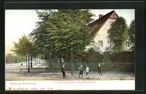 AK Hamburg-Winterhude, Ecke Eppendorferstieg und Barmbeckerstrasse mit Kindern