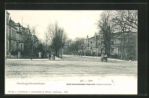 AK Hamburg-Harvestehude, Ecke Harvestehuder Weg und Hagedornstrasse mit einem Anwohner