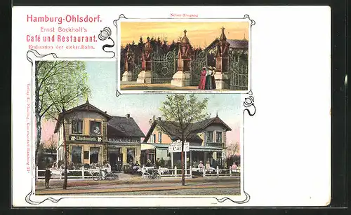 AK Hamburg-Ohlsdorf, Restaurant-Café Ernst Bockholt mit Terrasse