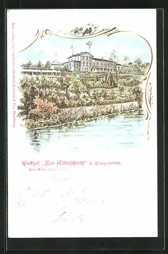 Lithographie Hamburg-Poppenbüttel, Gasthof Zur Alsterschlucht