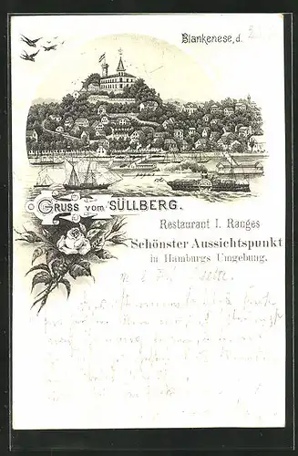 Lithographie Hamburg-Blankenese, Restaurant Süllberg