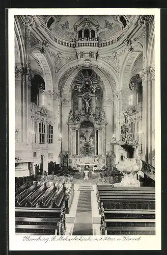 AK Hamburg-Neustadt, St. Michaeliskirche mit Altar und Kanzel