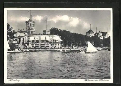 AK Hamburg-Uhlenhorst, Gasthaus Uhlenhorster Fährhaus mit Segelboot