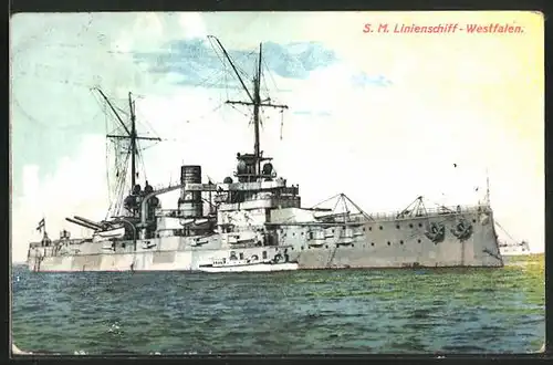 AK Kriegsschiff S.M. Linienschiff Westfalen der kaiserlichen Marine