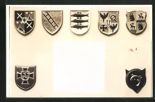 Foto-AK Schiffswapen, Wappen Deutscher Kriegsschiffe