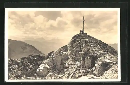 Foto-AK Wallberggipfel, Gipfelkreuz Auf dem Berg in 1723 Metern höhe