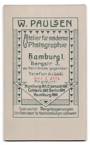 Fotografie W. Paulsen, Hamburg, Bergstr. 3, Portrait älterer Herr mit Glatze im Anzug