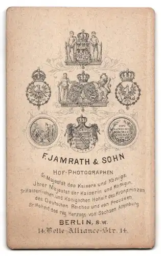 Fotografie F. Jamrath & Sohn, Berlin, Belle-Alliancestr. 14, Portrait stattlicher Herr mit Schnauzbart im Anzug