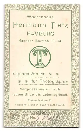 Fotografie Hermann Tietz, Hamburg, Gr. Burstah 12-14, Portrait Dame mit Halskette & Brosche