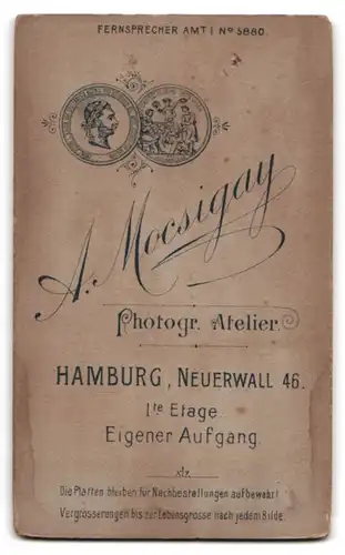 Fotografie A. Mocsigay, Hamburg, Neuerwall 46, hübsche junge Dame festlich gekleidet