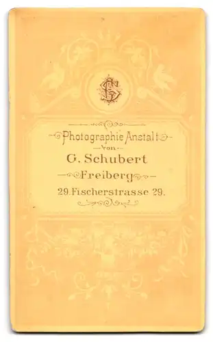 Fotografie G. Schubert, Freiberg, Fischerstrasse 29, Portrait bürgerlicher Herr mit Moustache