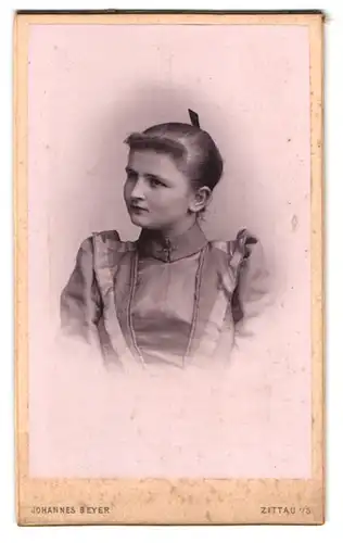 Fotografie Johannes Beyer, Zittau i /S., Lessing-Strasse 2, Portrait junge Dame im modischen Kleid