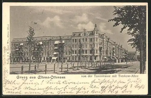 AK Hamburg-Ottensen, von der Tannstrasse mit Treskow-Allee