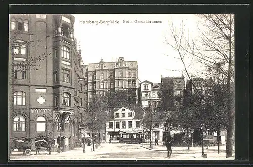 AK Hamburg-Borgfelde, Strassenbahn am Gesundbrunnen