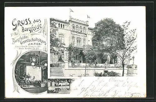 AK Hamburg-Borgfelde, Restaurant Borgfelder Gesellschaftshaus von J. H. Fick, Claus Groth Strasse 40