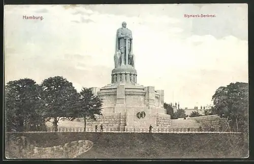 AK Hamburg-St. Pauli, Bismarck-Denkmal