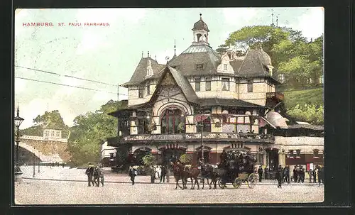 AK Hamburg-St. Pauli, Gasthof Fährhaus mit Brückenpartie