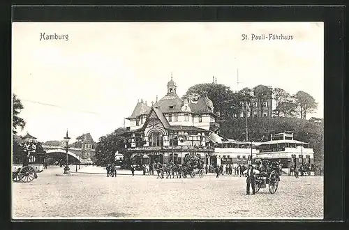 AK Hamburg-St. Pauli, Gasthof Fährhaus mit Brückenpartie