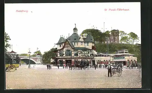 AK Hamburg-St. Pauli, Gasthof Fährhaus mit Strassenpartie