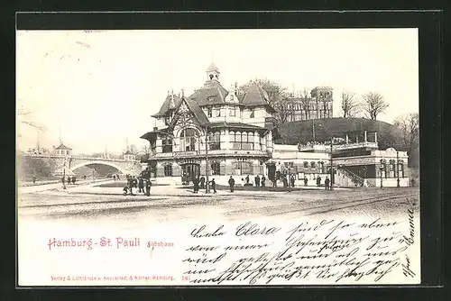 AK Hamburg-St. Pauli, Blick zum Gasthof Fährhaus