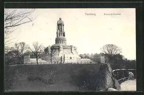 AK Hamburg-St. Pauli, Blick zum Bismarck-Denkmal