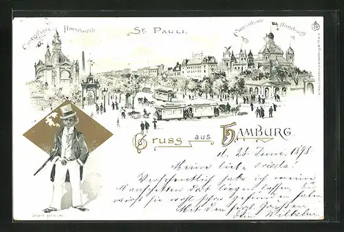 Lithographie Hamburg-St. Pauli, Concerthaus Hornhardt, Concerthaus Hamburg