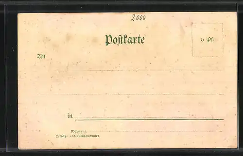 Lithographie Hamburg-St. Pauli, Gasthaus Fährhaus St- Pauli, Botanischer-Garten, Kersten-Miles-Brücke, Stadtwappen